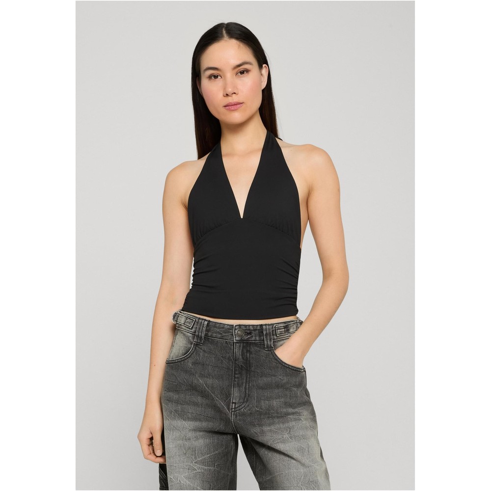 Urban Classics - Polyamide Jersey Neckholder Mouwloze top - Zwart